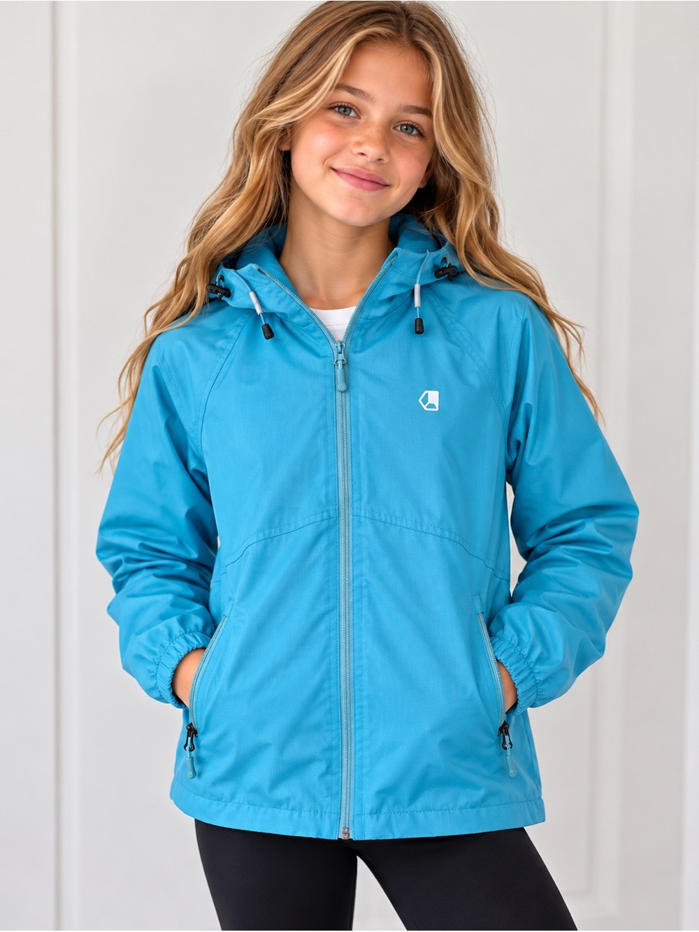 Liquid Girls Blue Hooded Rain Jacket – Youth Large 10/12